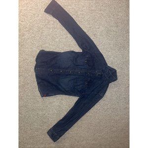 Wrangler Men's Western Denim Shirt Size S Navy Blue Snap Button Stretch Top